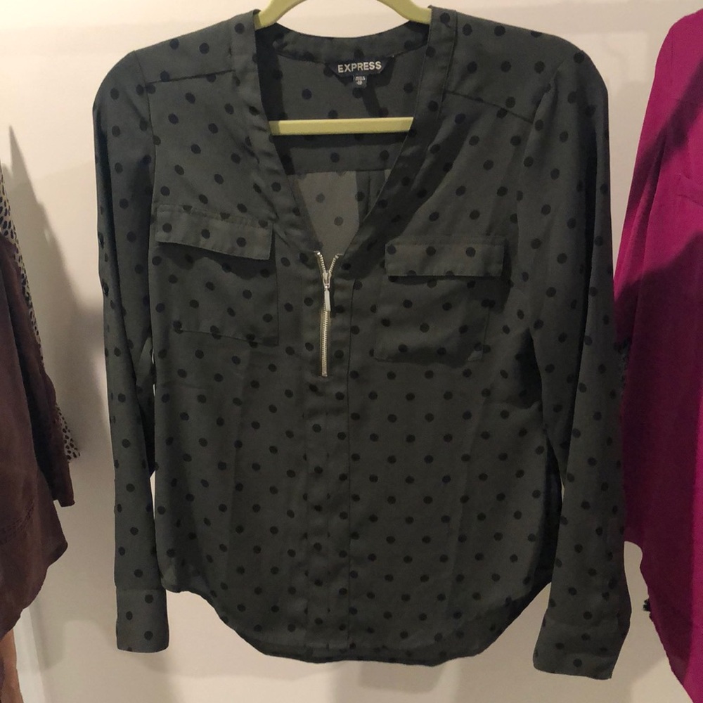 Green top with black polka dots from Express